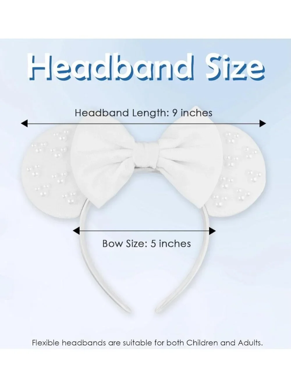 Women White Polyester Velvet Mickey Mouse Halloween Costume Headband
